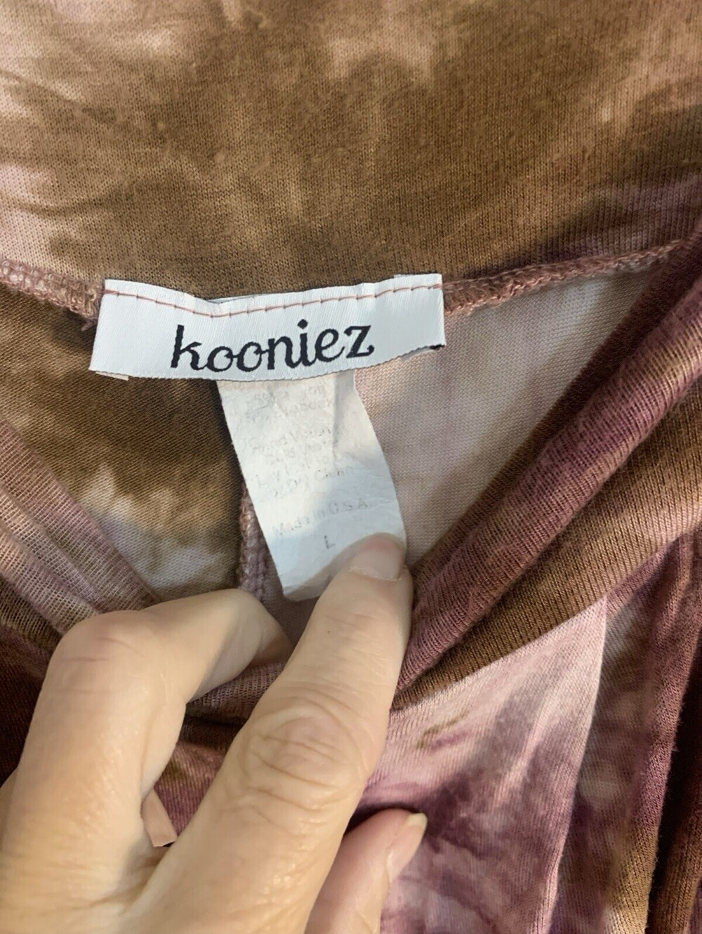 Kooniez Boho Tie Dye Harem Pants Lg- Brown Pink Drop Crotch Genie Pants USA - Picture 7 of 7